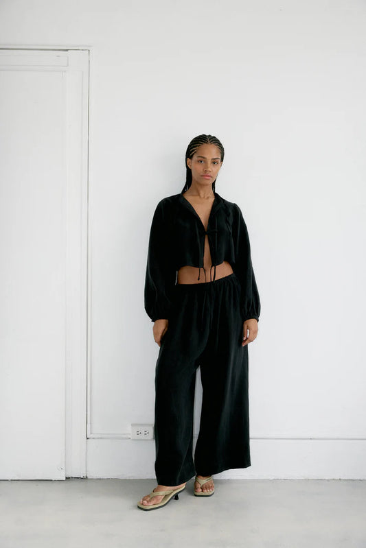 Black Linen Trouser, Size 2