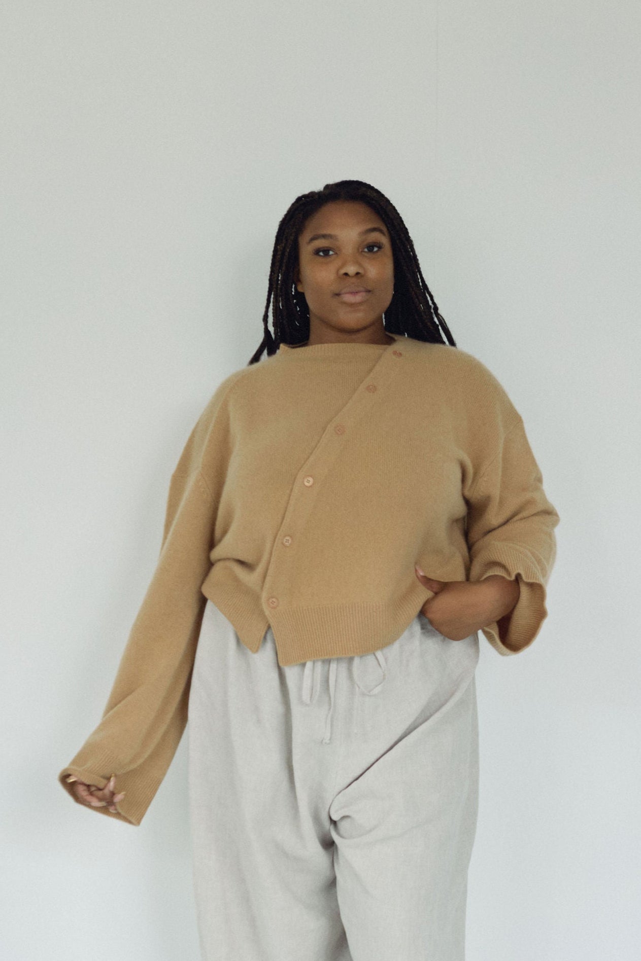 The Asymmetric Cashmere Knit, Toast