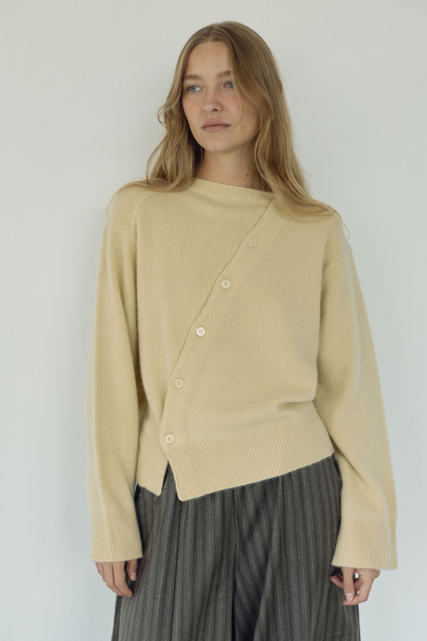 The Asymmetric Cashmere Knit, Wheat