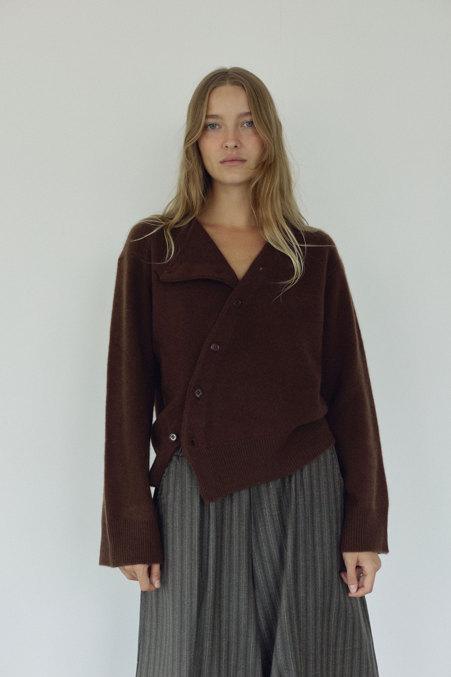 The Asymmetric Cashmere Knit, Espresso (pre order)