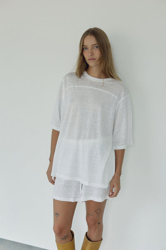 The Linen Tee, White