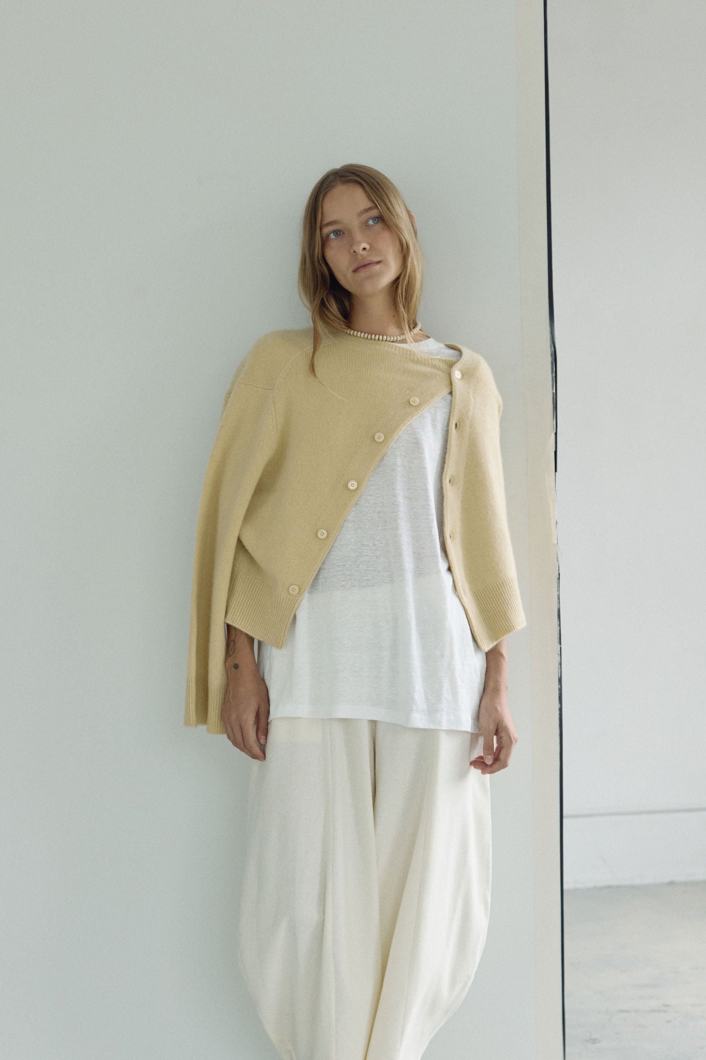 The Asymmetric Cashmere Knit, Wheat