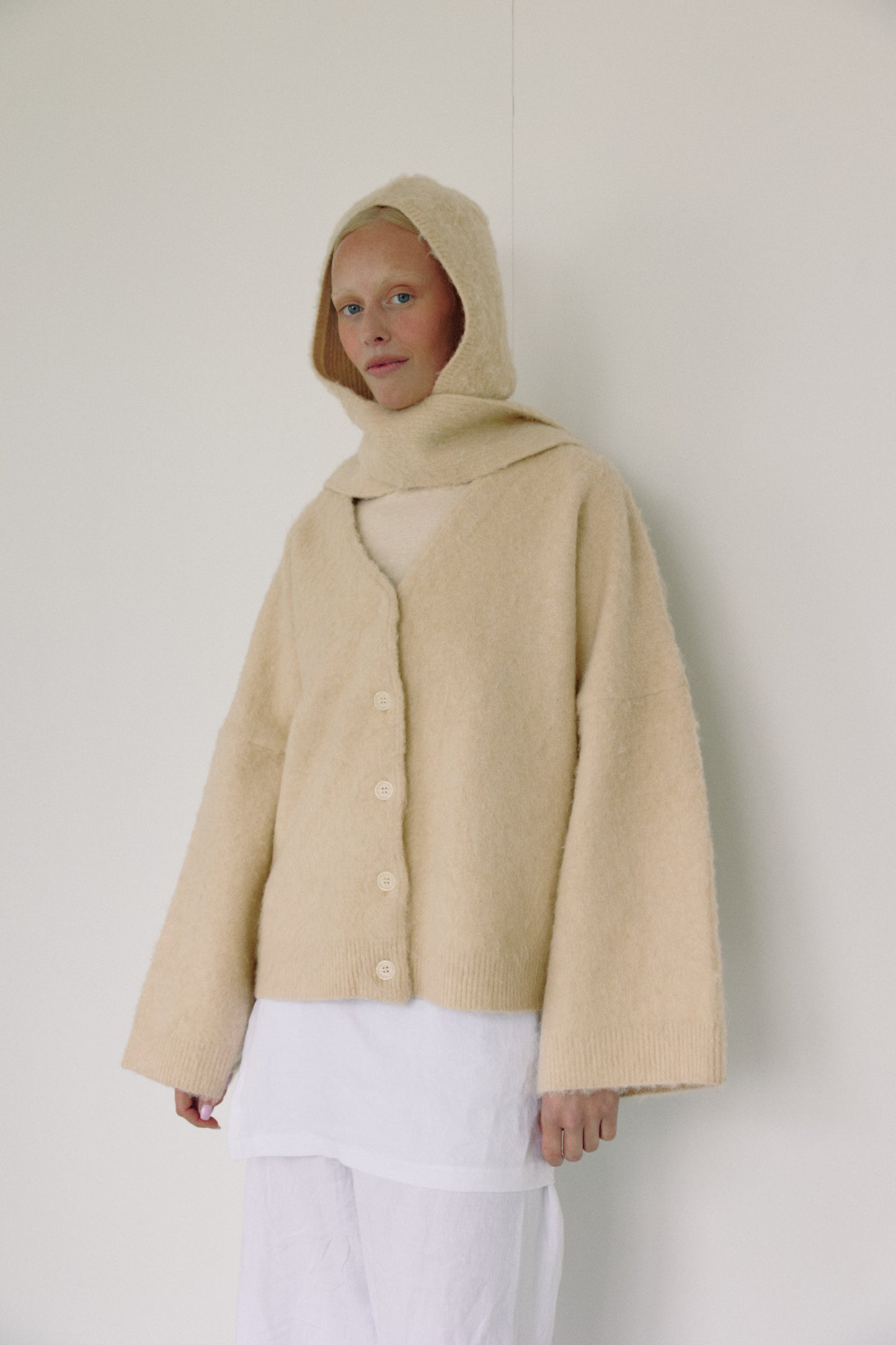 The V Neck Cardi, Cream