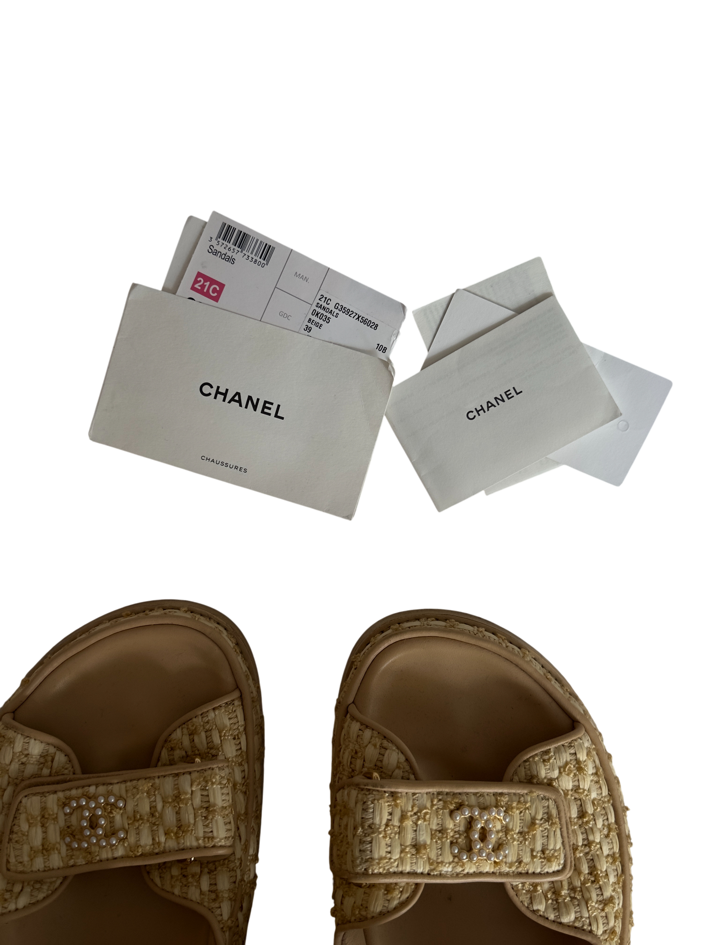Chanel Raffia Dad Sandals, US 9