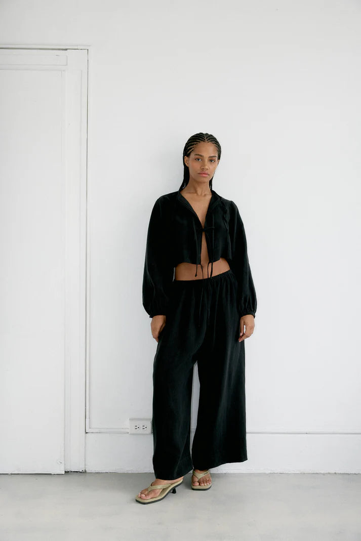 Black Linen Trouser, Size 1 (2" hem)