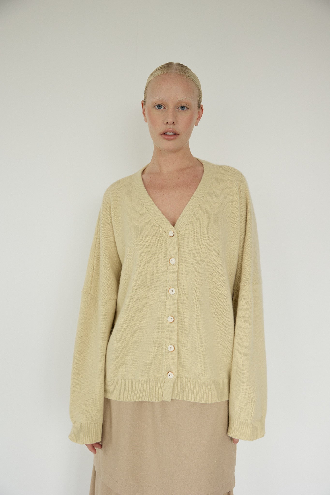 The Cashmere Cardigan, Wheat 2x/3x - last one
