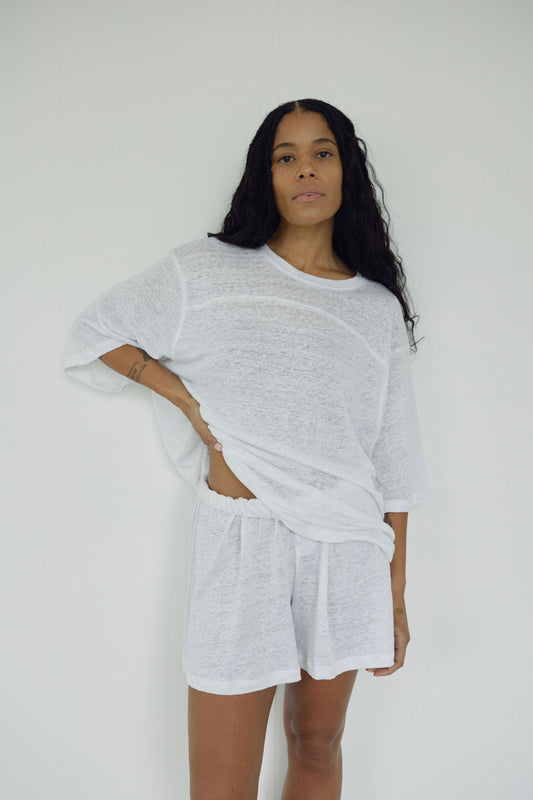 The Linen Tee, White