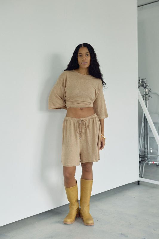 The Linen Boxer Short, Tan