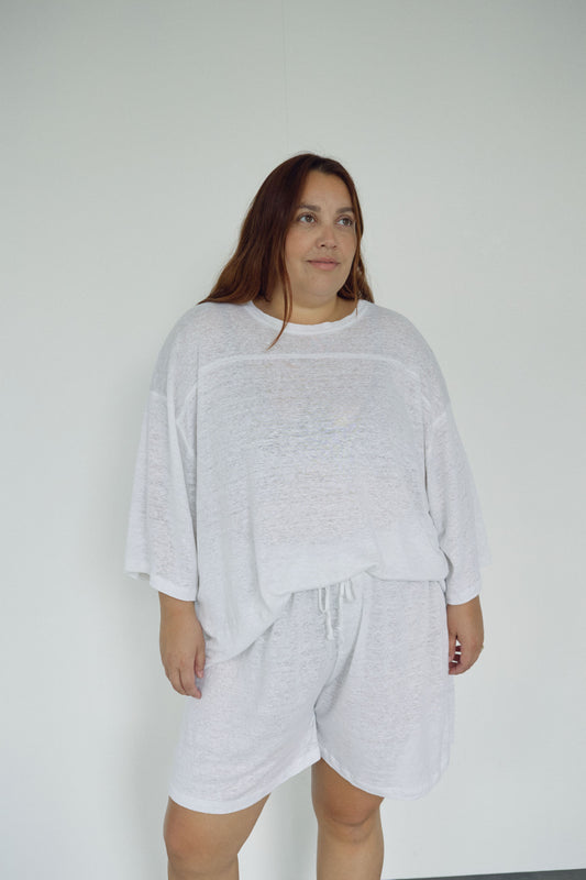 The Linen Tee, White