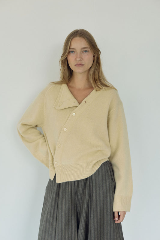 The Asymmetric Cashmere Knit, Wheat