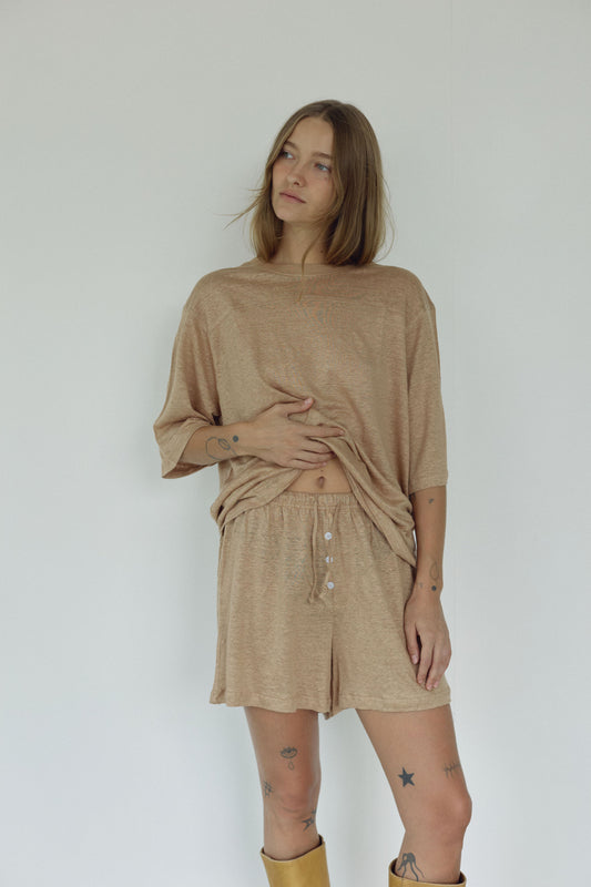The Linen Tee, Tan