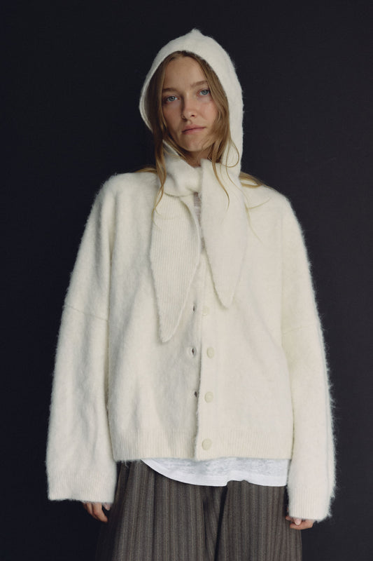 Milk Hooded Scarf Sample