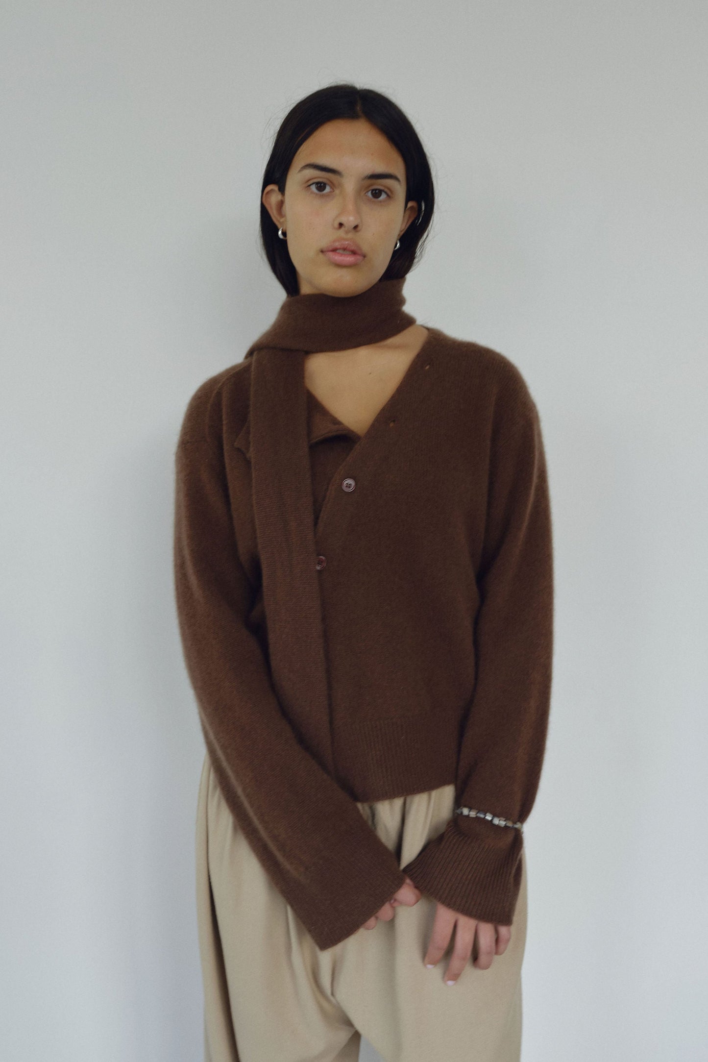 The Asymmetric Cashmere Knit, Espresso (pre order)