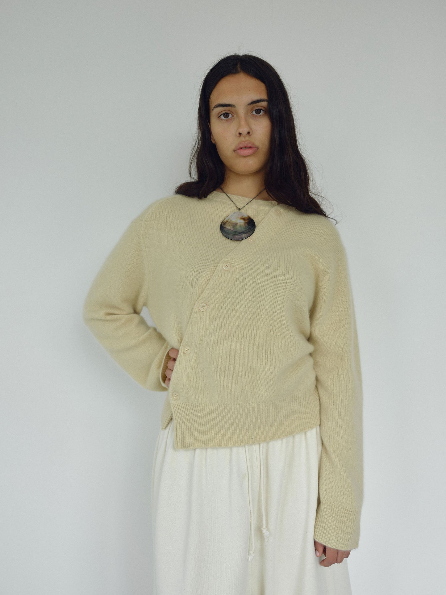 The Asymmetric Cashmere Knit, Wheat (pre order)