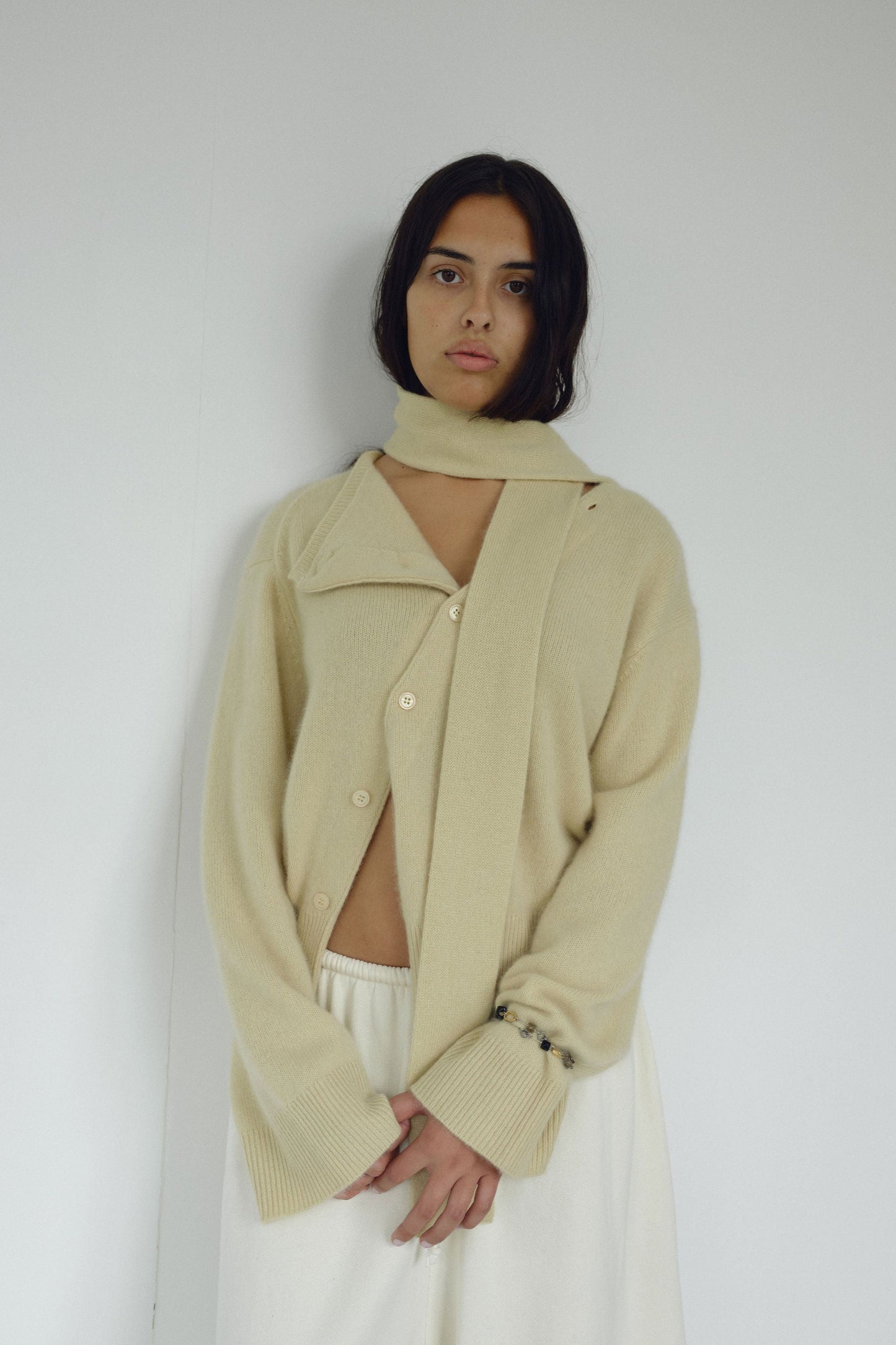 The Asymmetric Cashmere Knit, Wheat (pre order)