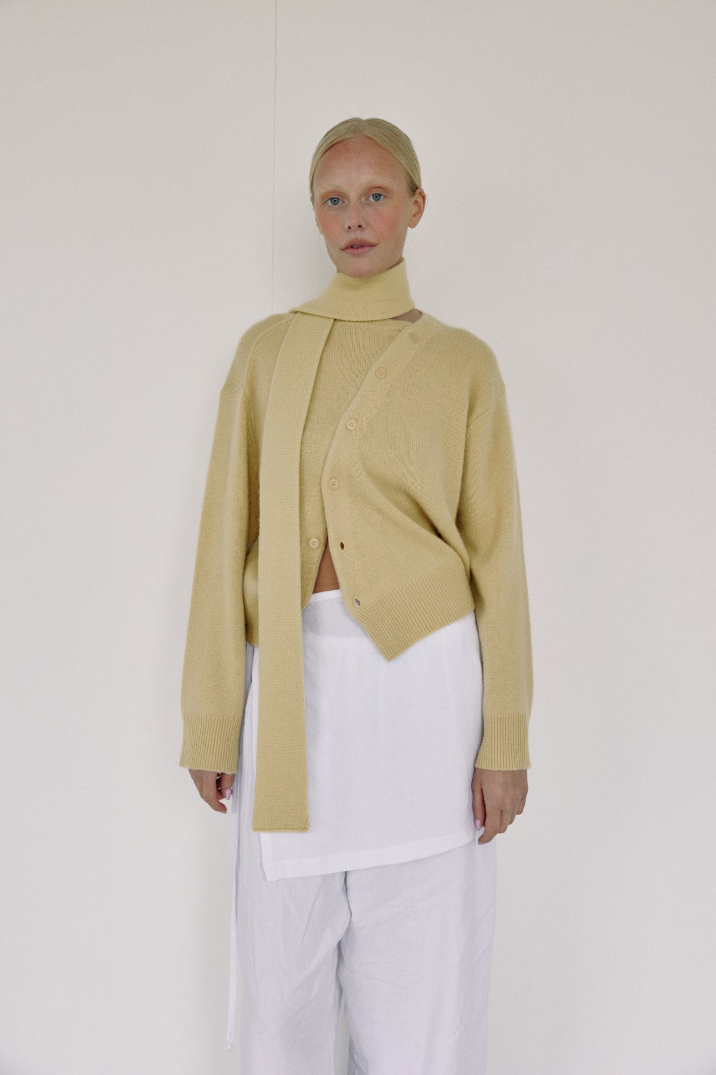 The Asymmetric Cashmere Knit, Wheat