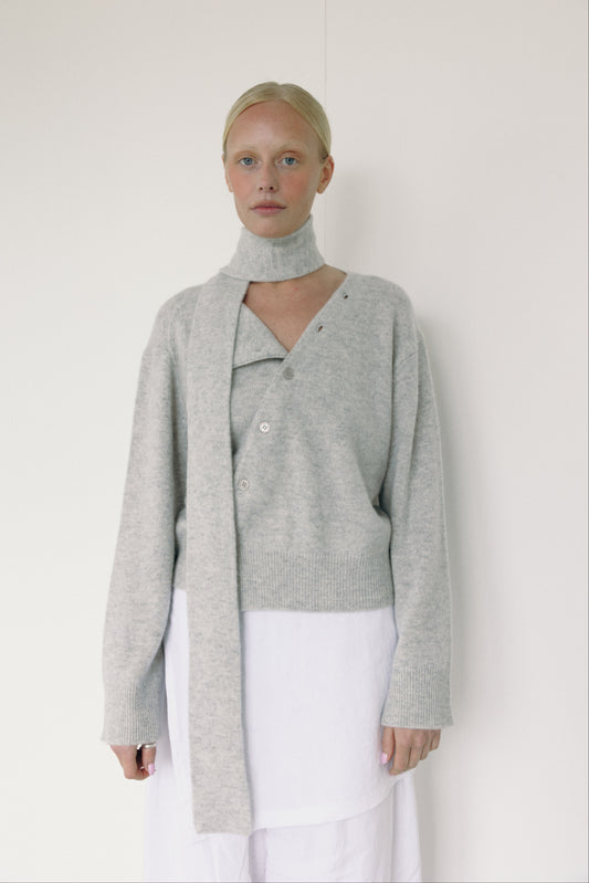 The Asymmetric Cashmere Knit, Grey