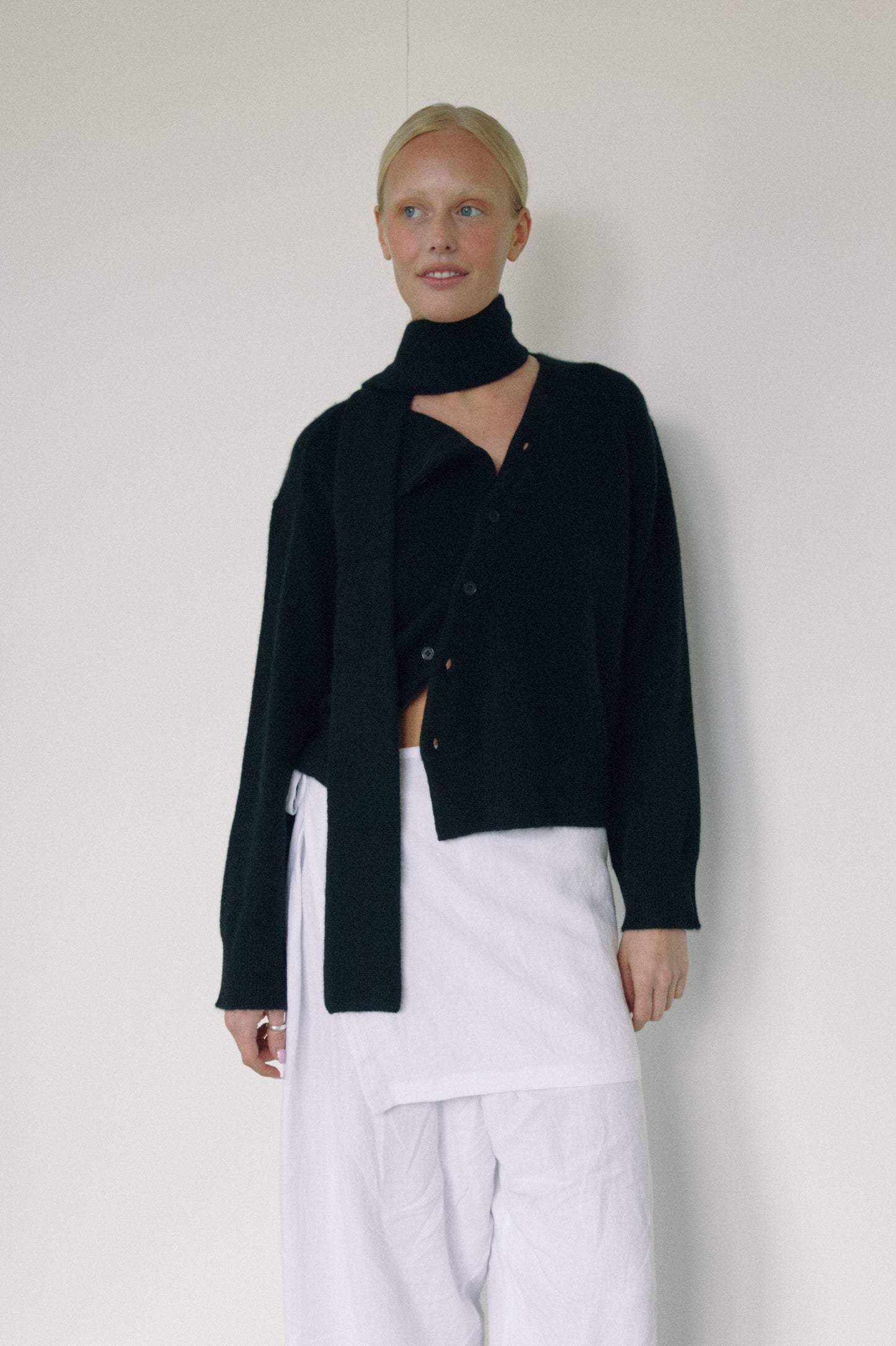The Asymmetric Cashmere Knit, Black