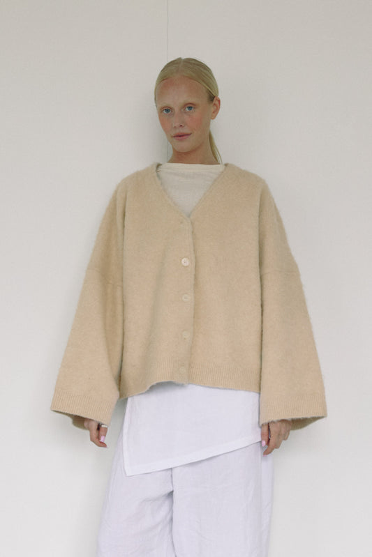 The V Neck Cardi, Cream