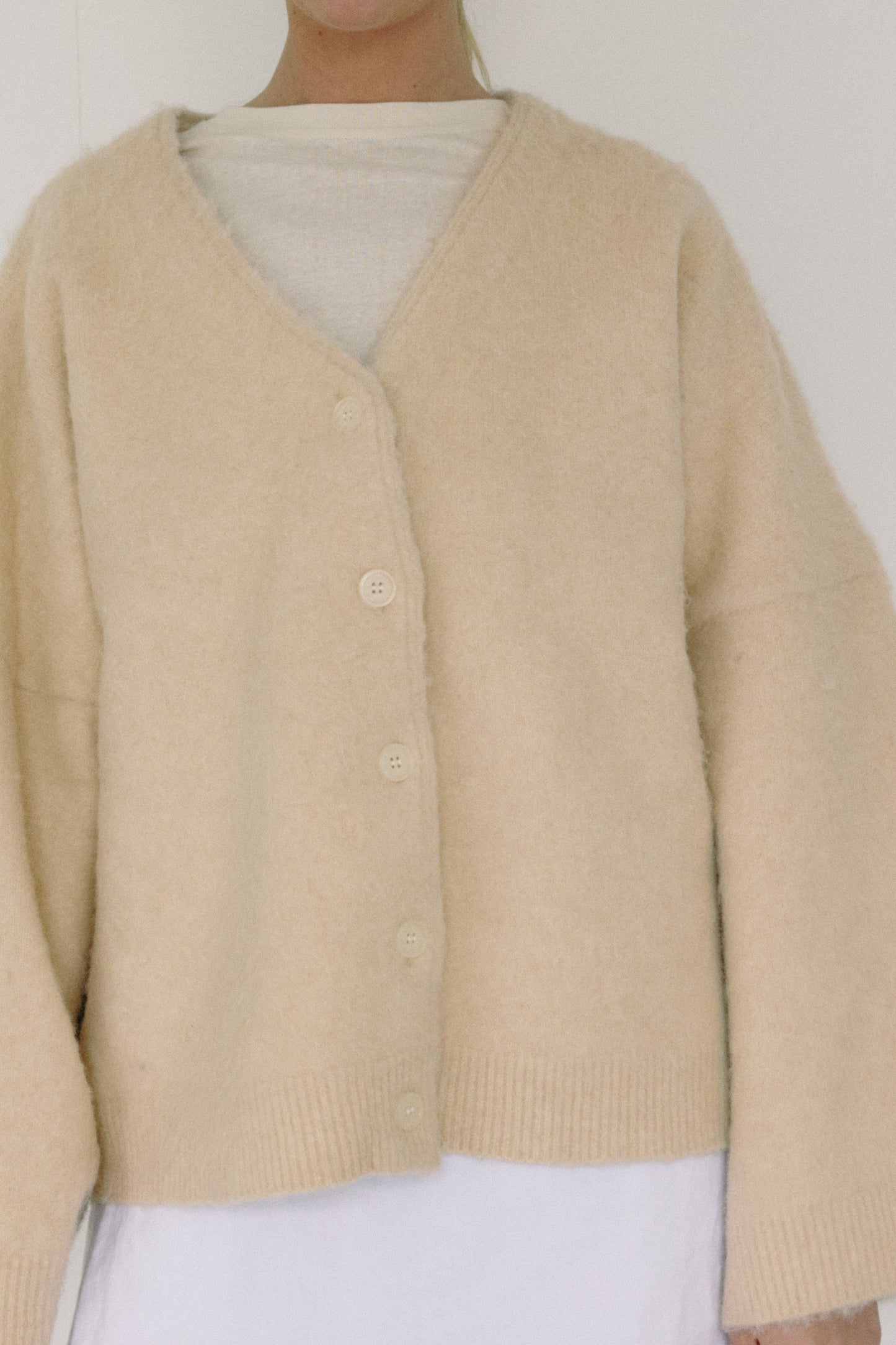 The V Neck Cardi, Cream