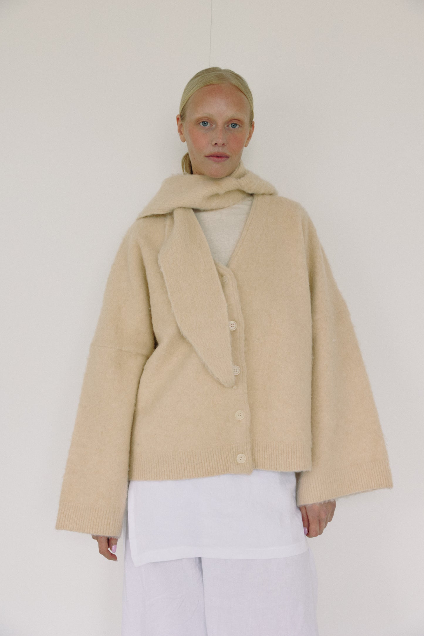 The V Neck Cardi, Cream