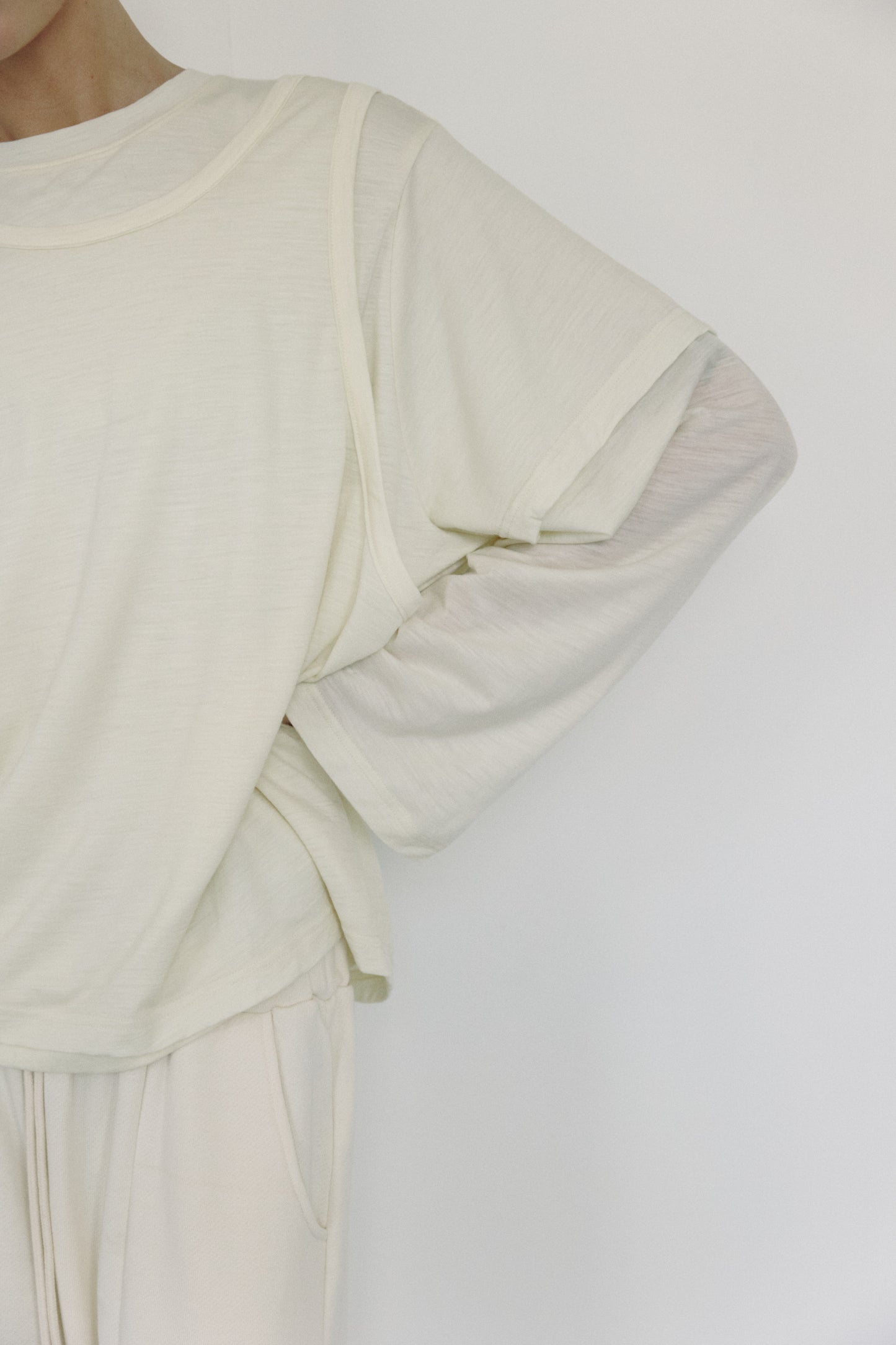 The Merino Wool Layered Tee, Cream