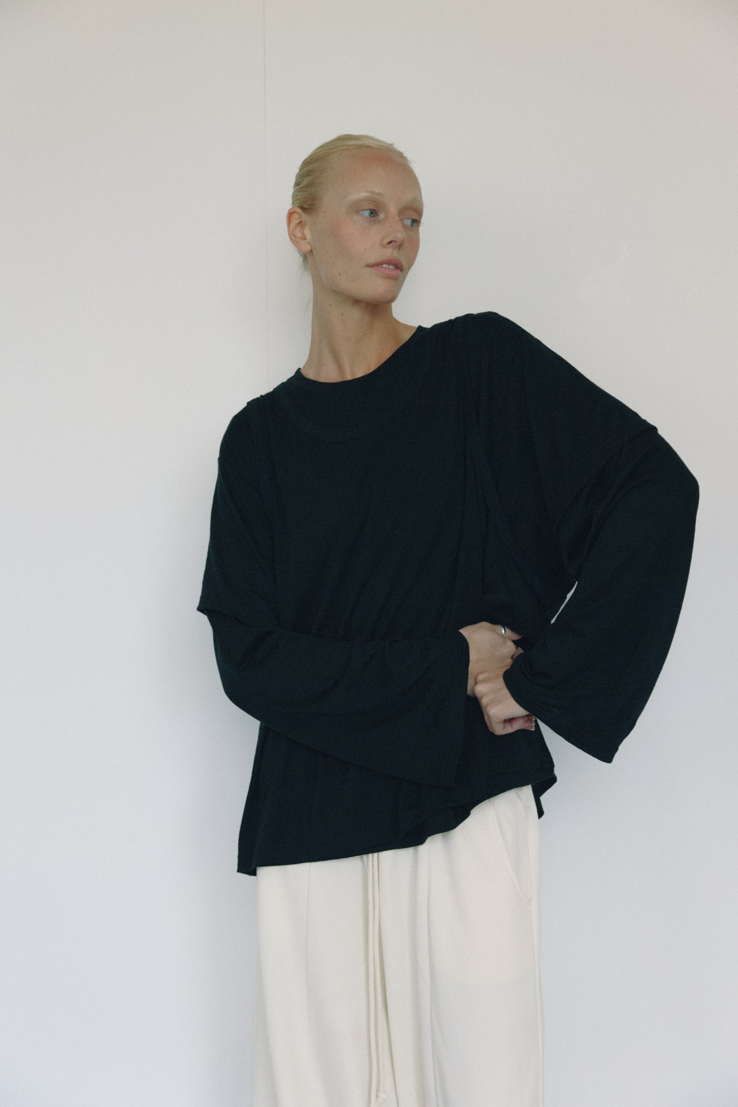 The Merino Wool Layered Tee, Black
