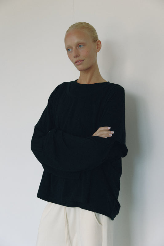 The Merino Wool Layered Tee, Black