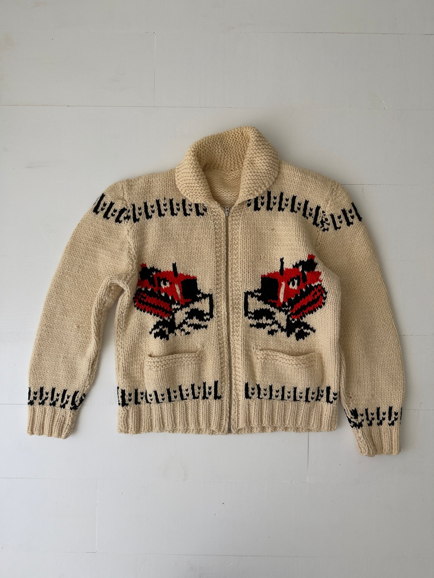 1960s Bulldozer Wool Cardigan