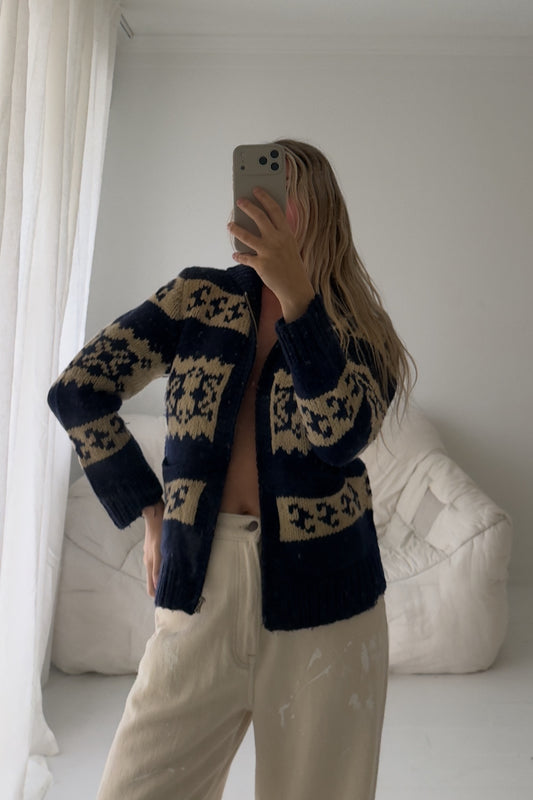 1960s Snowflake Wool Cardigan