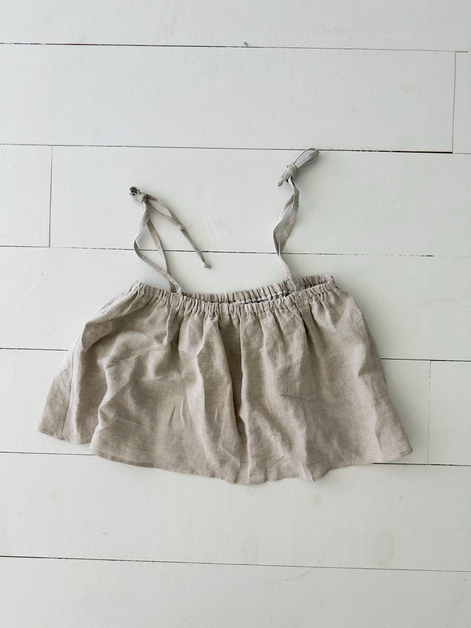 Linen Tie Tank, Oat Size 1